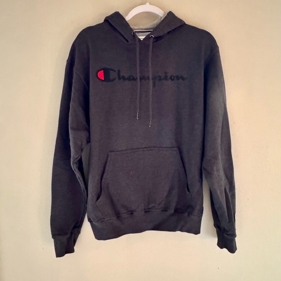 Champion Hoodie Sweatshirt Mens Medium Hooded Gray Pullover Mens - Picture 1 of 7
